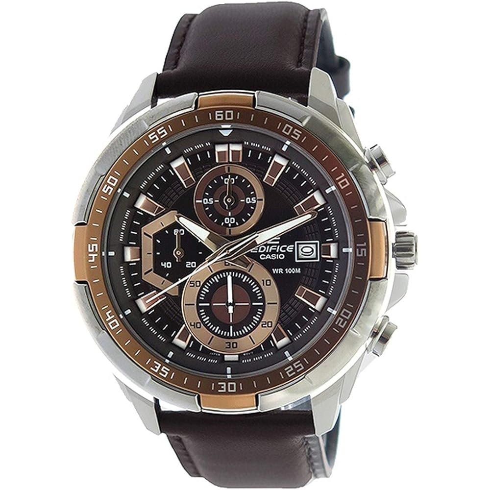 Casio Edifice Chronograph 100m Water Resistant Men's Watch Leather Strap EFR-539L-5AVUDF