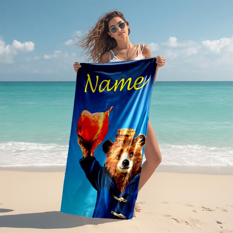 Personalized customized proof beach towel with Paddington Bear pattern - soft, absorbent,quick-drying,perfect swimming,camping&bathing