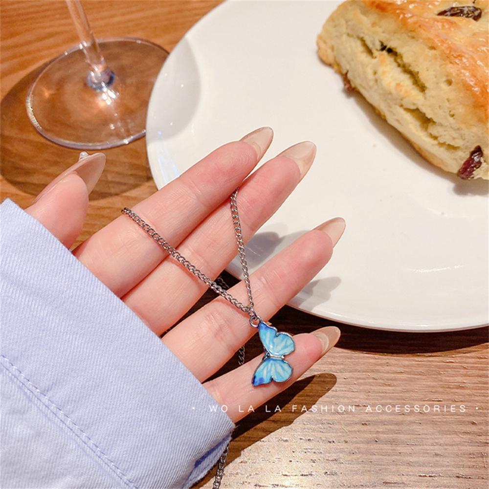 Модное женское ожерелье в корейском стиле с милой бабочкой, ожерелье в подарок для девочки, милые украшения на шею, подарок на день рождения для девочки