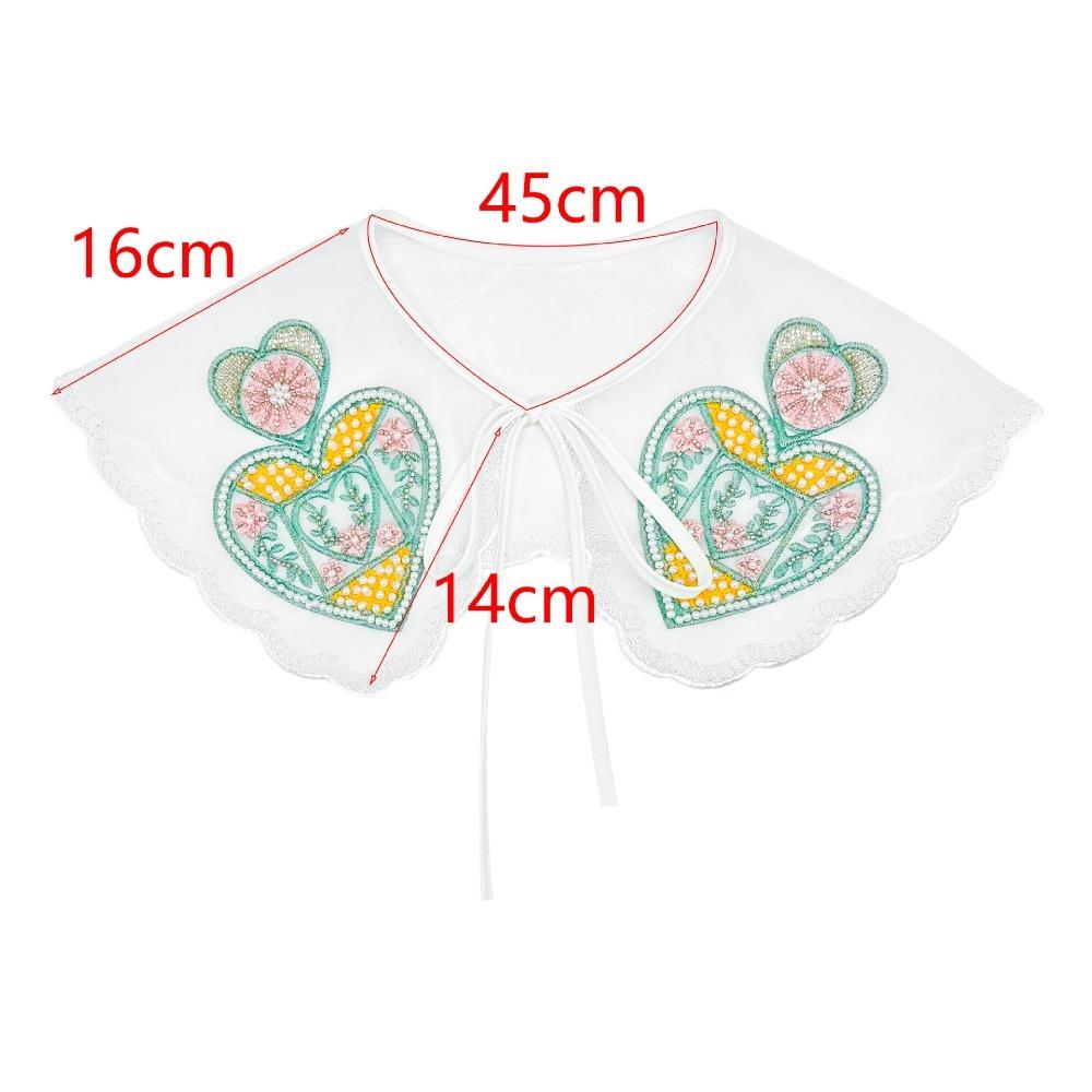 Ethnic Style Women's Lace Collar Colorful Embroidered Beaded Dress Blouse Decor Detachable Shirt