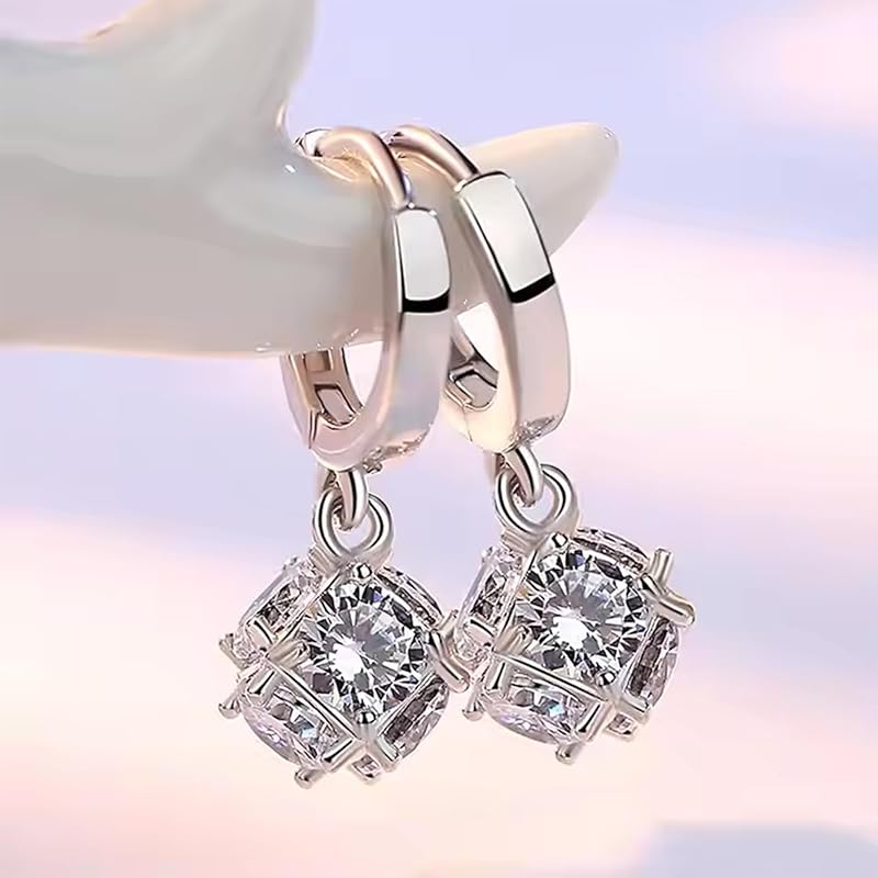 "YINCHIE" Earrings Ladies Popularity High Quality Zirconia Birthstone Hoop Earrings Sway Ring Compatible with Metal Allergies 18k Gold Platinum Plated