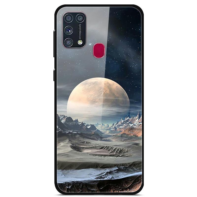 For Samsung A21S Case 2020 Lovely Tempered Glass Phone Hard Back Cover Cases For Samsung Galaxy M31S M21 M31 s Silicon Bumper