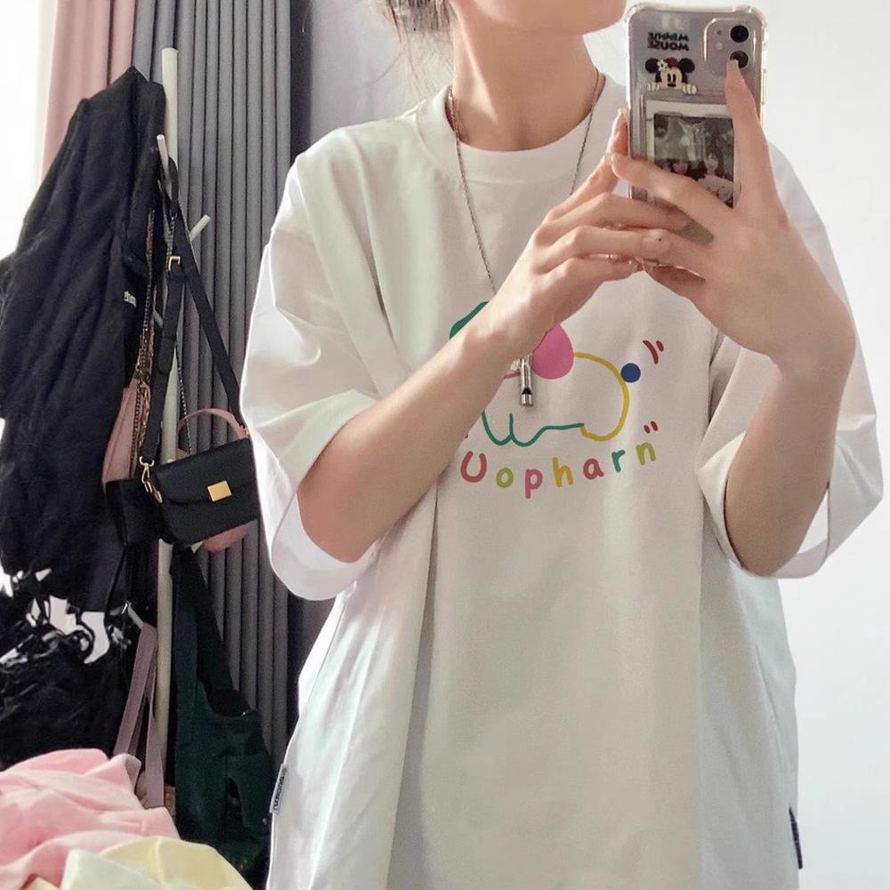 Summer New American Front Shoulder Niche Cartoon Puppy Design Sense Short Sleeve T-Shirt Women's Casual Age Reduction Versatile Top