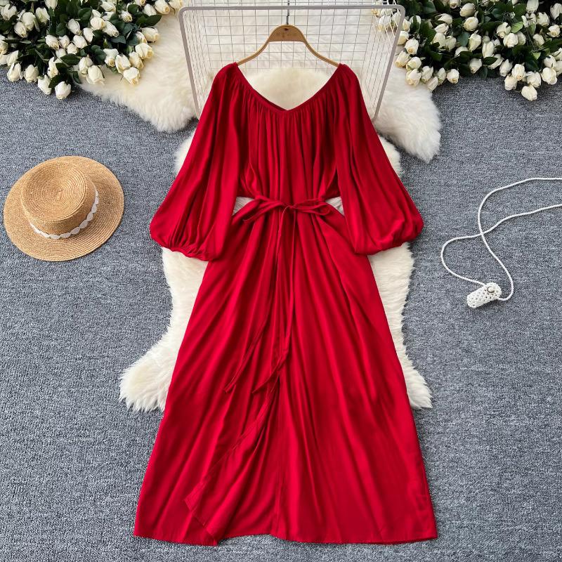 Элегантные нежные платья с рукавами-фонариками Y2k, стройная талия, кружевное платье для женщин, летнее, средней длины, со сборками, Vestidos Mujer