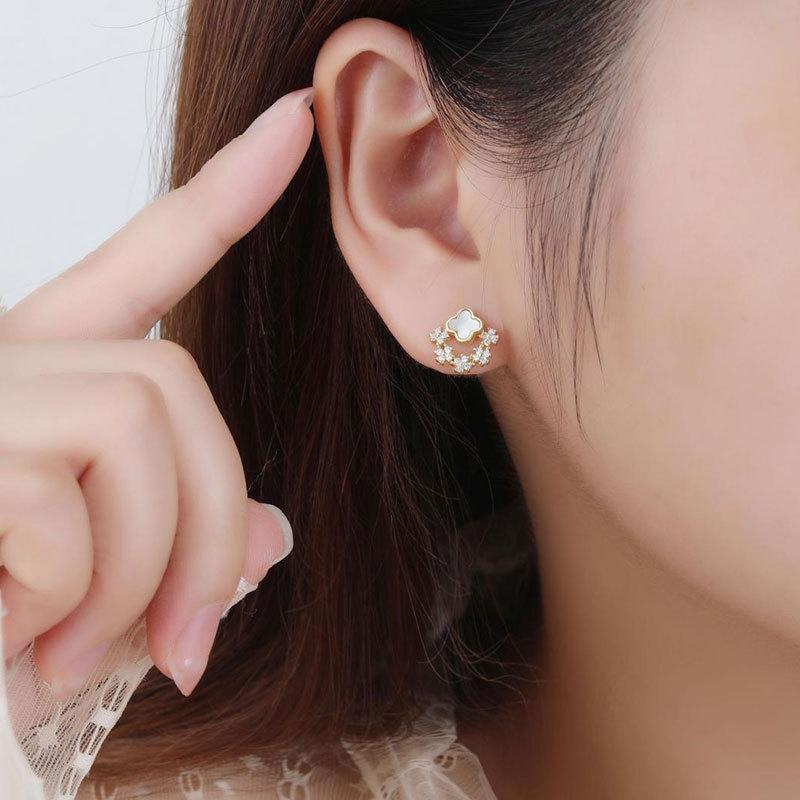 New Sweet Flowers Natural Shells Gentle Temperament Simple Earrings