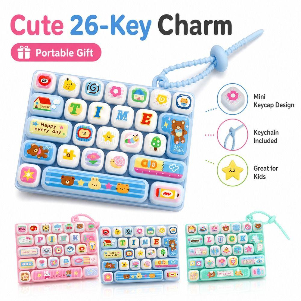 Clear Key Sounds Stress Relief Decompression Toy 26-key Keyboard Toy Bag Ornament