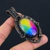 Rainbow Solar Quartz Gemstone Pure Copper Wire Wrapped Handmade Pendant Jewelry