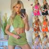 Ayollar Yozgi Moda 2 qismli Sport Kostyumi To'plami Qisqa Yengli Qisqartirilgan Top Shortiklar To'plami Kundalik Sport Kiyimi Uy Kiyimi