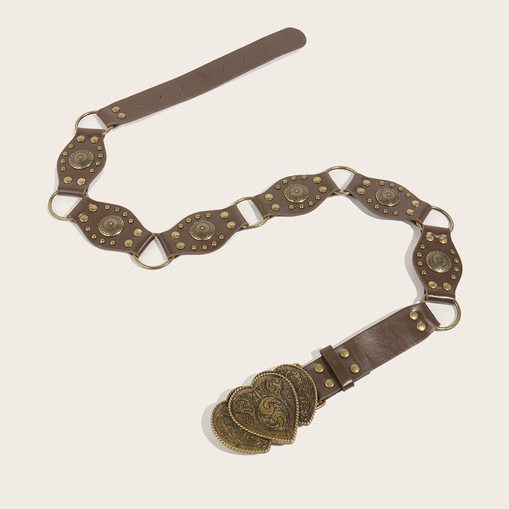 Retro Grommet PU Leather Waist Belt Gothic Steampunk Vintage Rivet Waist Cinch Belt Wide Y2k Waistband Female Jeans