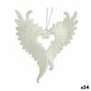 Christmas Bauble Angel Wings White Plastic Glitter 12 X 13 X 2.5 Cm (24 Units)