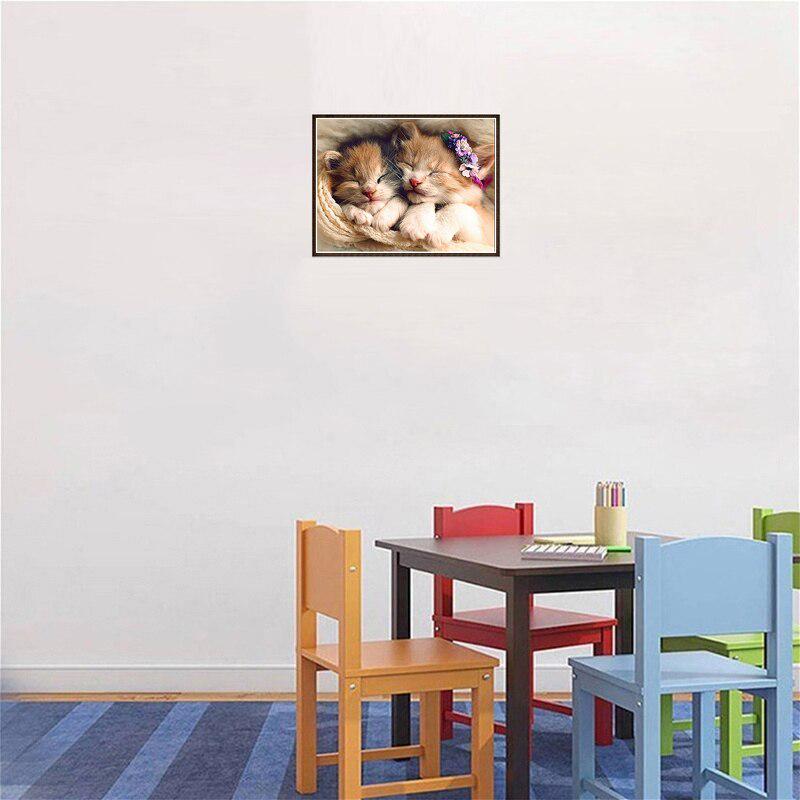 DIY 5D Алмазная картина Кошка Полный круглый Алмазная вышивка Крестом