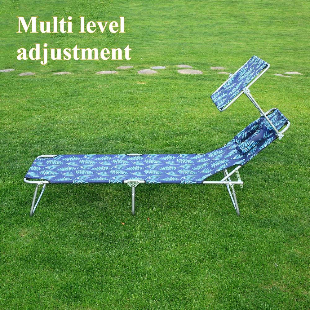 Outdoor Folding Bed with Sunshade Beach Foldable Portable Bed Ultra Lightweight Aluminum Alloy Easy Assembly Hiking Portable Bed