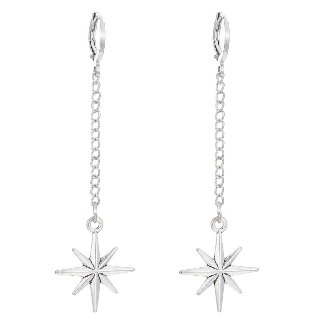 Серьги в форме четырехконечной звезды в стиле темного панка, замысловатые готические заклепки, серьги-кольца с пряжками, аксессуары для женщин и девочек