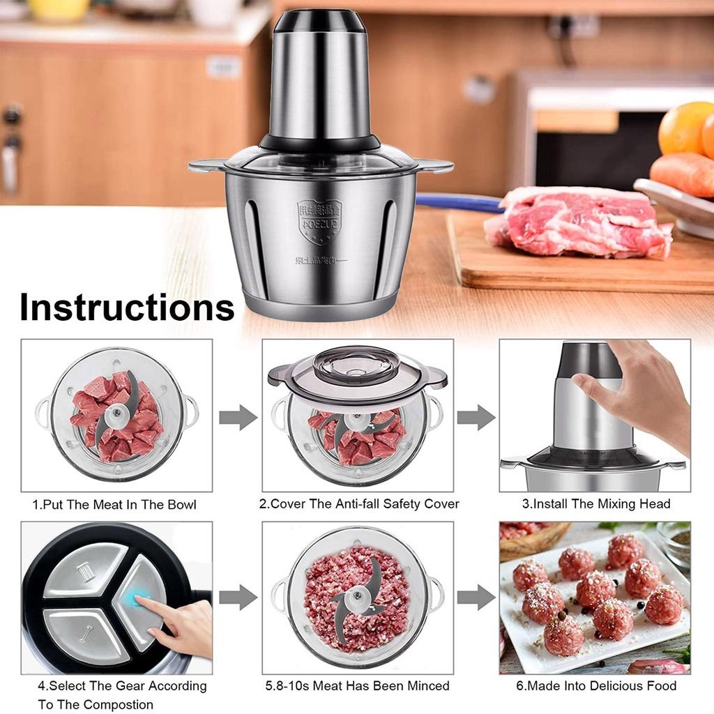 500 Вт 3 скорости 6 л Электрическая мясорубка Овощерезка Фаршемешалка Кухонный комбайн Измельчитель Слайсер 304 Нержавеющая сталь 220 В/50 Гц