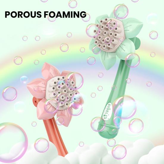 Electric Sunflower Bubble Maker Wand 23 Holes Flower Shape Kids Handheld Automatic Bubble Blower Machine Toy Boys Girls Birthday Gift