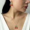 Colorful Zircon Cherry Pendant Necklaces For Women And Girls Stainless Steel Fashion Romantic Jewelry Accessories Gifts