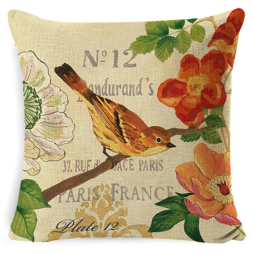 Деревенский стиль, сельский цветок и птица, чехол для дивана, наволочка, льняной весенний чехол для подушки, чехол для автомобильной талии, спинки