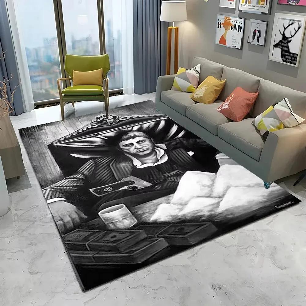 VIKAMA Scarface 3D Visual Rug Tony Classic Movie Carpet Non Slip Floor Mat Living Room Bedroom Sofa Decor Kids Playroom