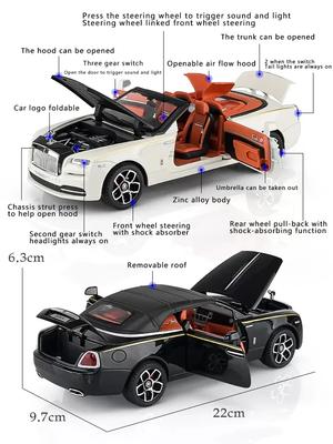 1:24 модели автомобиля Rolls Royce Dawn, имитация, сплав, кабриолет, спортивный автомобиль, со звуком и светом, инерционная машинка, коллекция для мальчика, подарок