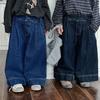 Джинсы детские осенние однотонные Jiaye Tongpin 2025 - Унисекс, свободные, прямого кроя, с широкими штанинами