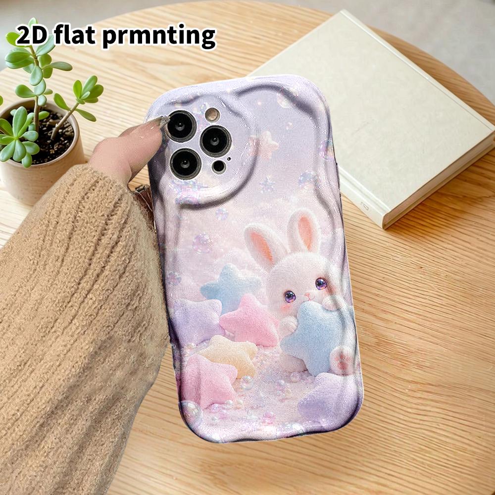 Phone Case: 2D flat design suitable for iPhone 18 17 16 15 14 13 Pro protective case, couple style, cute soft bunny, Christmas and Halloween gift