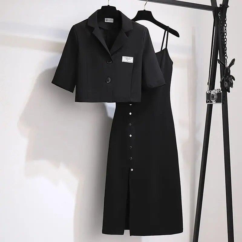 Women's Summer Temperament Is Thin Small Suit Suspender Dress Two-piece Suit