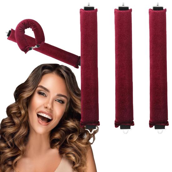 3Pcs/Set No Heat Hair Curler with Hooks Women Overnight Sleeping Curls Headband Curling Rod Soft Hair Roller Lazy Girls Long Hair Curling Styling Tool