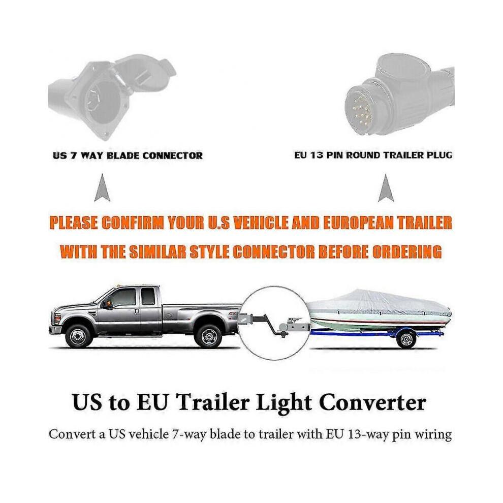 Usa To European Trailer Light Converter 7 Flat Socket (us Vehicle) To 13-pin Round Plug (eu Trailer S202412275146