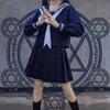 Sea Sailor Long Top and Bottom High School School Innocent Cosplay Navy Three Sailor Kansai Front Junior High School, идущий в школу по пути в начальную школу