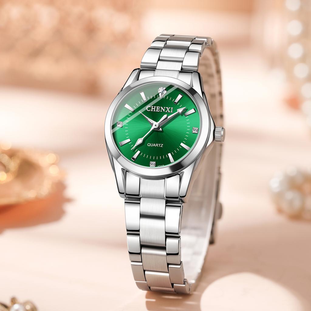 CHENXI 021B Women's Quartz Watch Fashion Elegant Waterproof Stainless Steel Strap Casual Wristwatch for Ladies Gift
