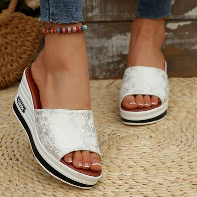 Летняя мода Fish Mouth Slope Heel мода повседневная большого размера женские One Word Cool тапочки женские