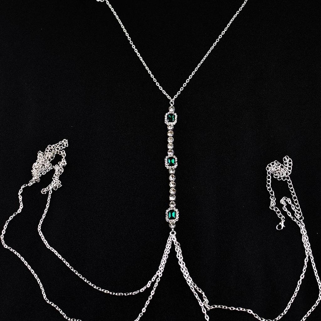 Изумрудная цепочка на грудь, сексуальное модное украшение на тело для бикини, минималистичный страз, элегантный европейский и американский стиль, аксессуар для тела