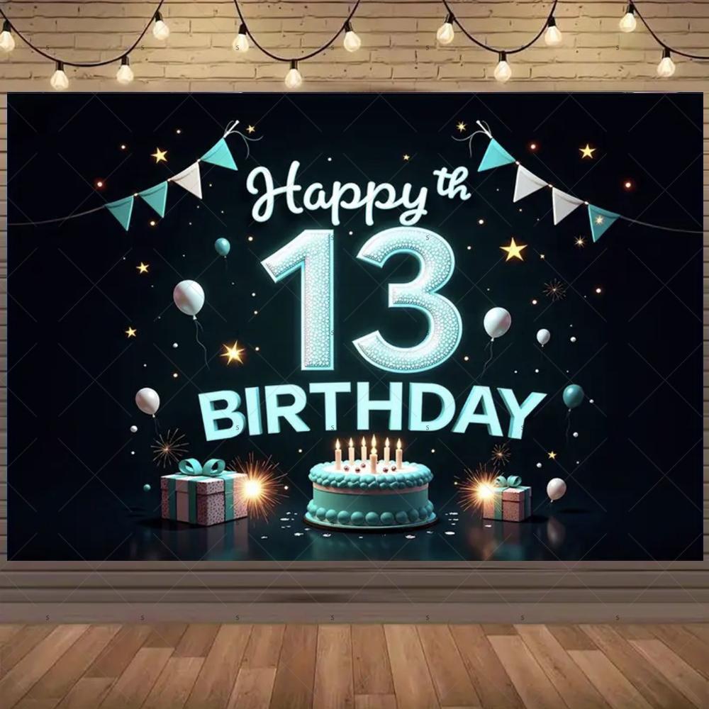 13th Birthday Partys Decoration Backgound Surprise Colorful Glitter Balloon Child Gift Banner Family Photography Props Backdrop