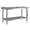 Двухслойный кухонный рабочий стол из нержавеющей стали и полка для хранения