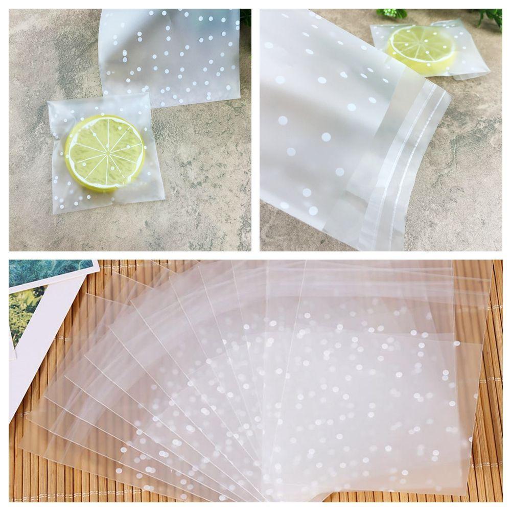 100 PCS New Cookie Hot Self Adhesive White Dots Plastic Packaging Bag Seal OPP
