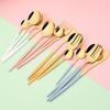 24Pcs Colorful Gold Dinnerware Set Knives Fork Tea Spoons Cutlery Set Stainless Steel Silverware Kitchen Flatware Tableware Set