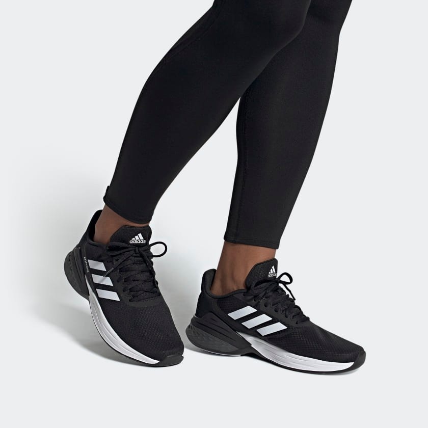Adidas Response Fabric Cushioning Slip Resistant Cushioning Slip Resistant Low top Running Shoes Men's Black White FX3625