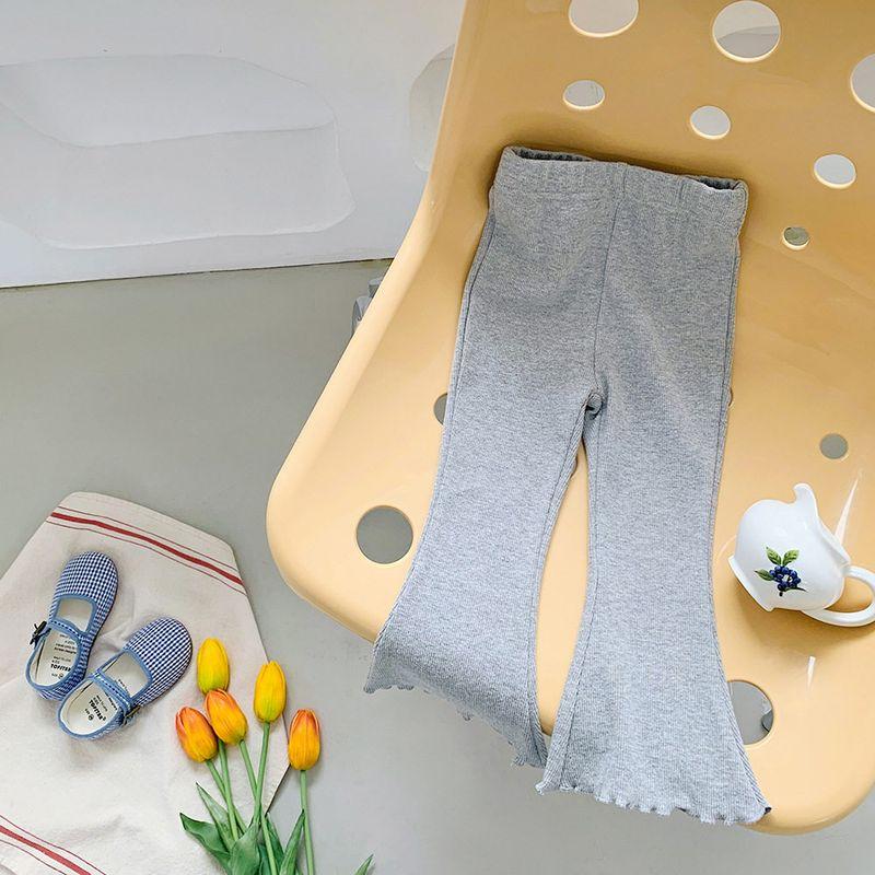 Детские брюки европейского и американского стиля, расклешенные брюки для девочек, осенние повседневные кружевные брюки, осенние узкие брюки в корейском стиле, брюки для малышей