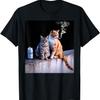 Кот-курильщик Забавный курящий кот Мем Глупый мозг Т-Ширт(14)