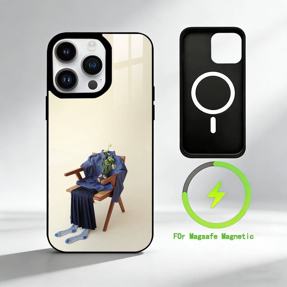 C-Creative portrait art Phone Case For iPhone 17 16 15 14 13 12 Pro Max Plus for Mirror Wireless Magnetic Cover