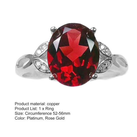 Finger Ring Geometric Imitation Garnet Jewelry Opening Adjustable Sparkling Ring for Daily Wear