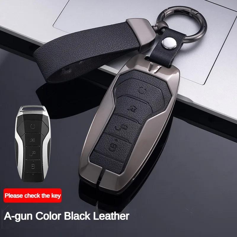 Чехол для ключа для BYD Song Plus Atto 3 Han EV Tang DM Qin Seal Dolphin Leather Metal Remote Fob Holder Keychain Car Accessories