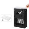 SONGMICS Umbrella Stand Metal Rectangular Umbrella Stand with Removable Water Drip Tray, 4 Hooks, Cutout Design, for Hallway and Office, Black