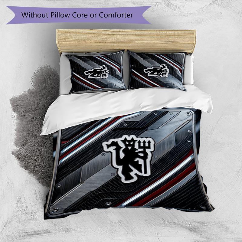 Manchester United Pattern Printed 3PCS Bedding Set Soft Skin-Friendly Washable Duvet Cover & Pillowcases Set All Season Bedroom