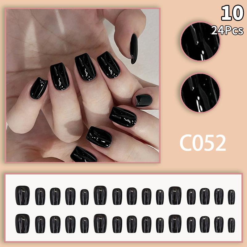 24 шт. однотонных цветных накладных ногтей с гелем на окрашенных многоразовых минималистичных стилях, быстросъемных, полностью готовых накладных ногтей