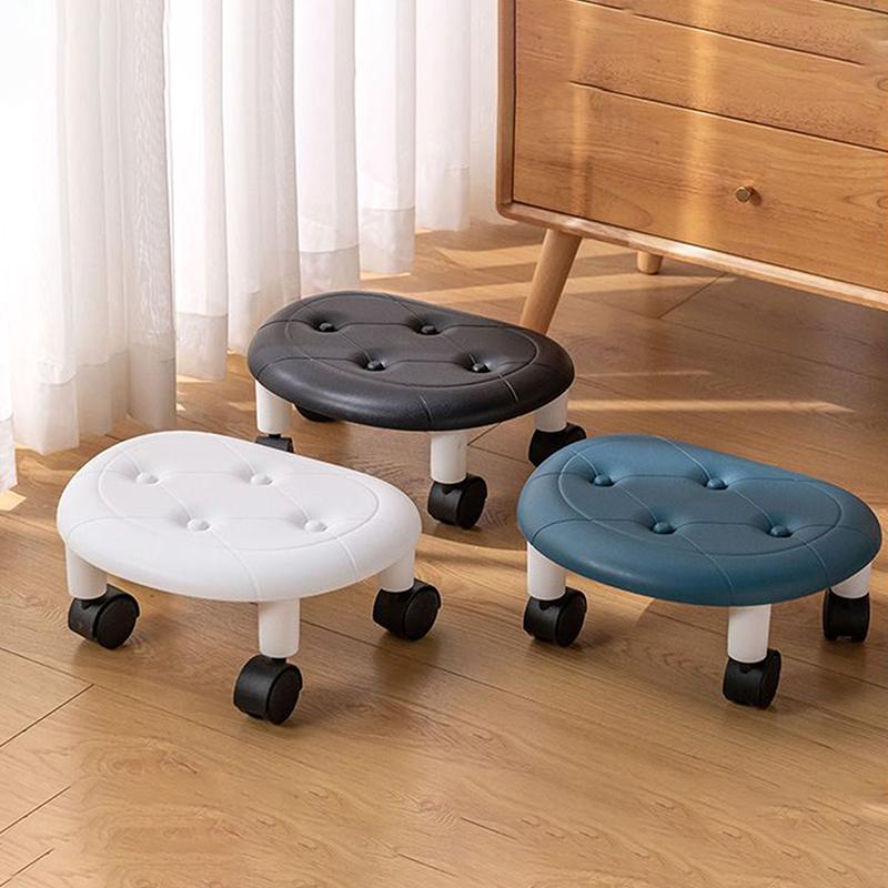 Low Rolling Stool Household Pulley Chair Footstool 360 Degree Rotating Stool Seat With Wheels Children Shoe Changing Stool