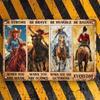 Vintage Cowgirl Motivational Metal Sign - Retro Rodeo Decor, Inspirational Wall Art for Women, 'Be Strong, Brave