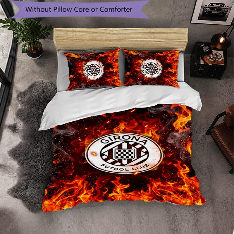 Girona FC Themed Bedding 3Pcs Duvet Cover Set Decorative Bed Linen For Teen Room Home Decoration