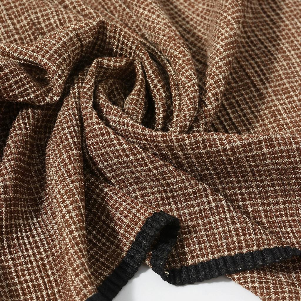 New Style Crinkle Soft and Warm Scarves for Men Embroidered Black Edge Personalized Checkered Pattern Pashmina Scarf