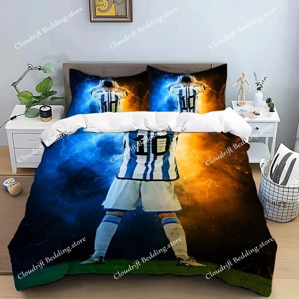 Football Star Duvet Cover Pillowcase M-Messi CR7 Bedding Set Adult Boy Girl Bedroom Decoration Gift Single Double Large Size029